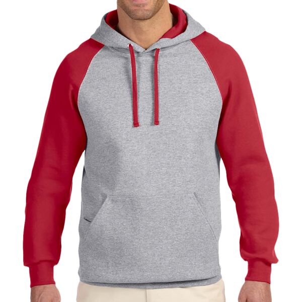 Adult NuBlend® Colorblock Raglan Pullover Hooded Sweatshirt Thumbnail
