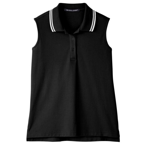Women's CrownLux Performance® Plaited Tipped Sleeveless Polo Thumbnail