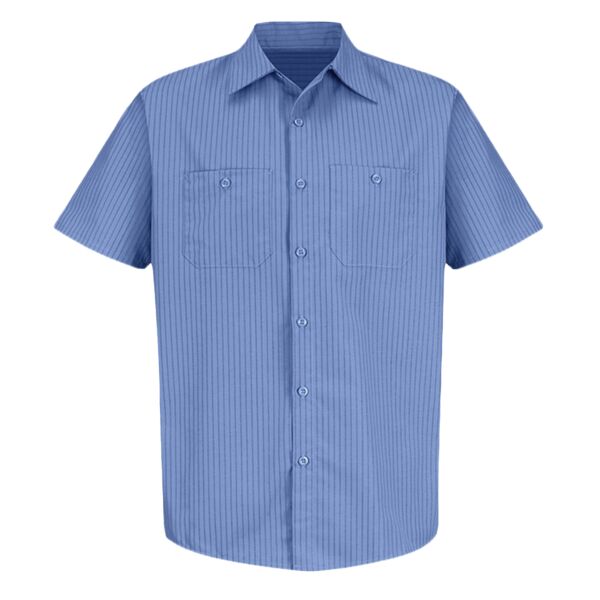 Men's Industrial Stripe Short Sleeve Work Shirt Thumbnail