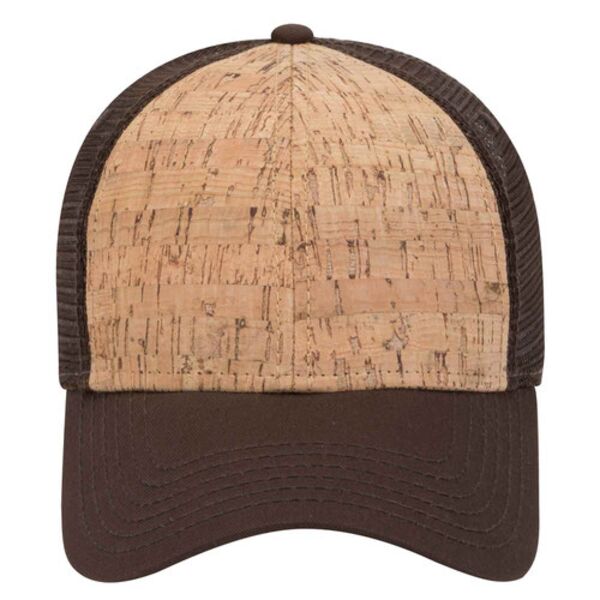Panel Low Profile Mesh Back Trucker Hat - Cork Thumbnail