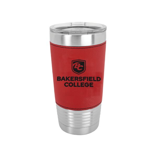 Polar Camel 20 oz. Red Laserable Leatherette Tumbler with Clear Lid Thumbnail