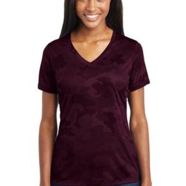 Ladies CamoHex V Neck Tee Thumbnail